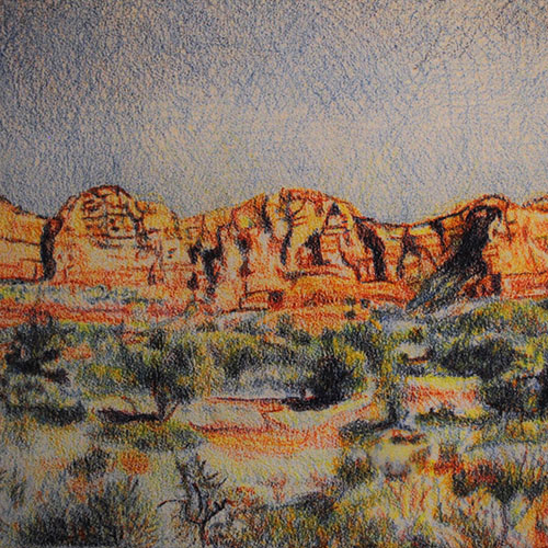 Mountains Colored Pencil Drawing