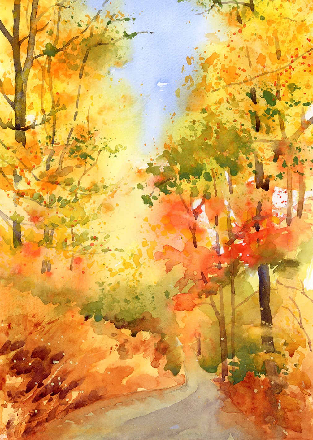 443-Watercolor Autumn Scene